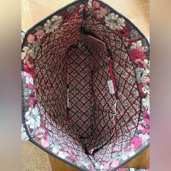 Vera Bradley Tote Bag with Pencil Pouch Case Floral Pink Brown - Picture 6 of 10